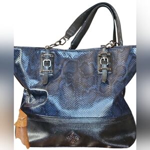Elegant Blue and Black Tote Bag